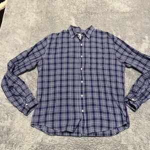 Frank & Eileen Shirt Mens Small Blue White Plaid Luke Cotton Long Sleeve Button